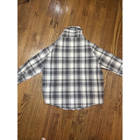 Faded Glory Plaid Button Down Shirt Men’s M 38–40 Gray White 100% Cotton LS - Picture 3 of 3